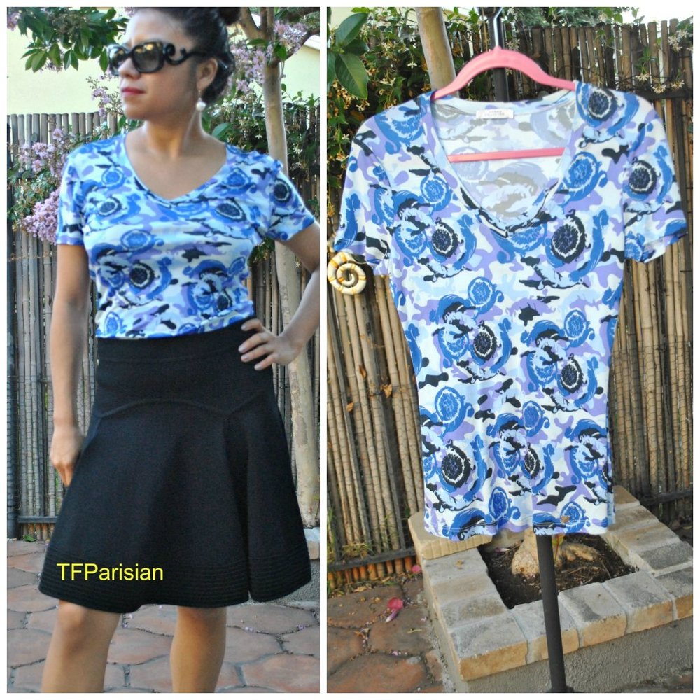 VERSACE COLLECTION white and blue print - Size 42 Multi Print